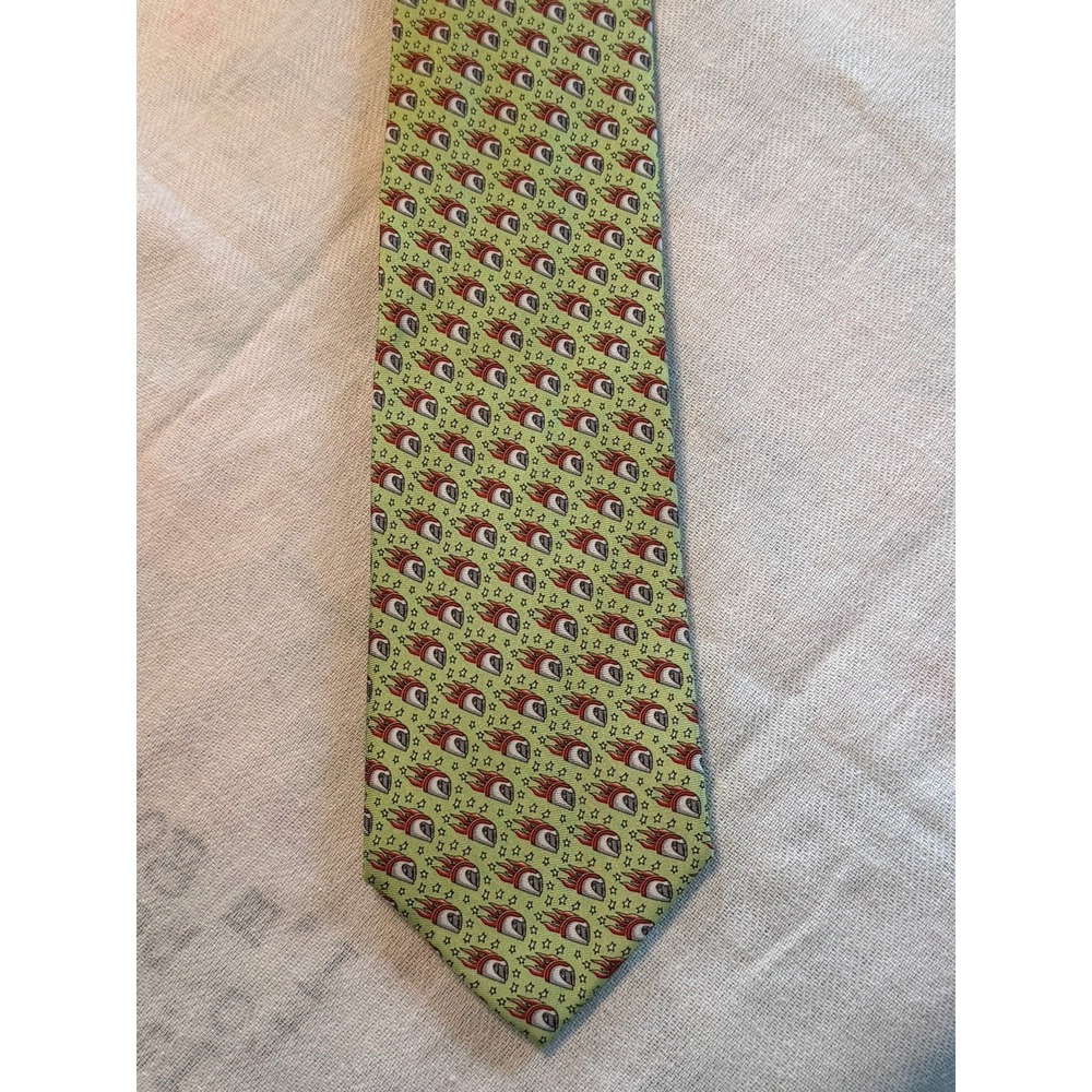 V Foundation Mario Andretti Super Mario Silk Tie Green Racing Helmet Novelty USA